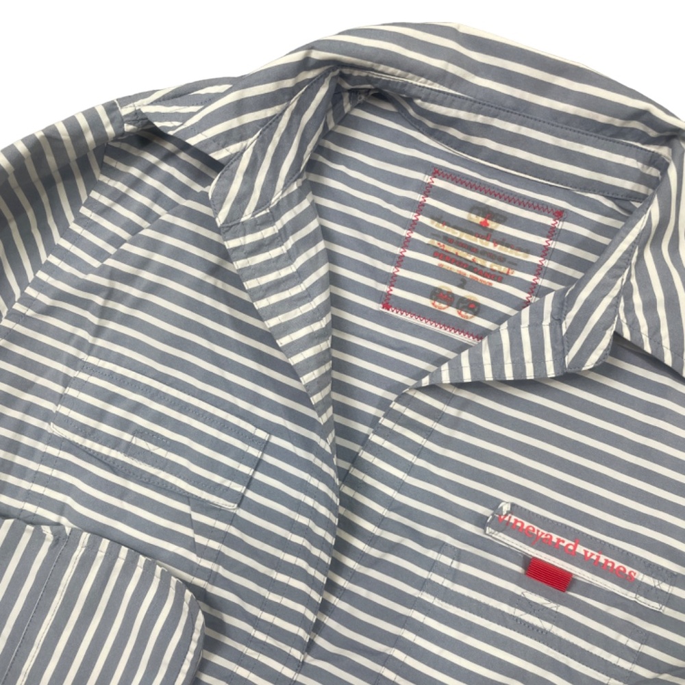 Vineyard Vines Performance America’s Cup 2 Grey White Strip 3/4 Sleeve Tunic